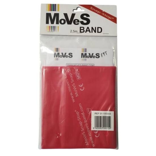 MSD-Band Flad Træningselastik Medium 2,5 m Rød (10 Stk)