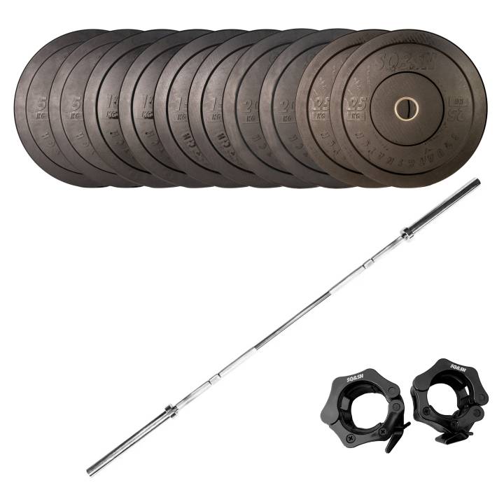 SQ&SN OL Vægtstangssæt 170 kg Sort