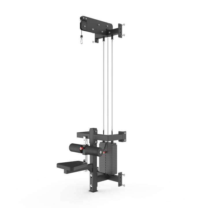 Crossmaxx kabeltårn til lat pulldown med sete og vektmagasin til styrketrening i hjemmegym eller treningssenter
